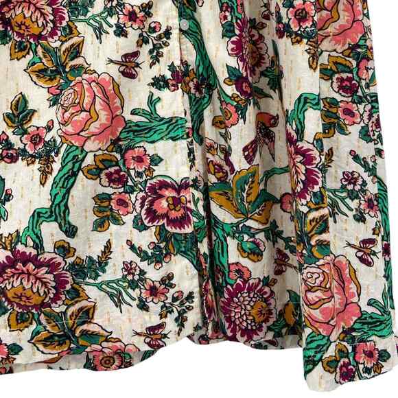 Figue Malina Belted Metallic Birds Floral Paradise Printed Midi Dress $625 Small - Picture 6 of 11